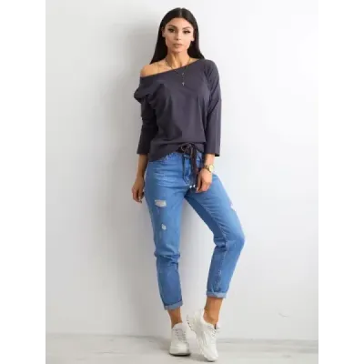Bluza libera cu grafit cu limita superioara (4691)