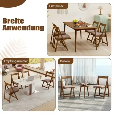 2 scaune pliante din lemn cu pernă Șezlonguri fără braț Scaune dining capitonate Walnut