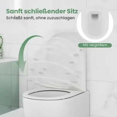 Perete agățat WC Ceramic Wall WC alb cu scaun de toaletă Dual-Spülsystem