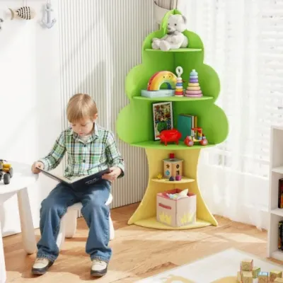 copac design copii din lemn raft de carte 5 nivele rack de jucării pentru copii verde