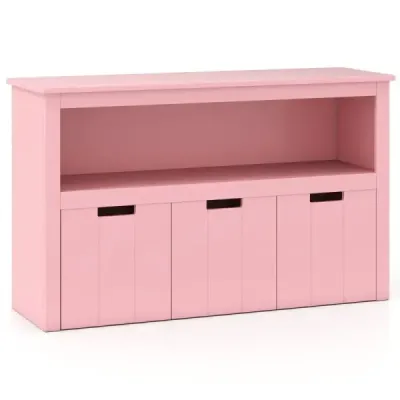 Dulap de depozitare cu sertare Dulap pentru copii din lemn cu roţi 101 x 33 x 62 cm Rosa