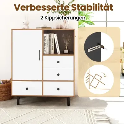Dulap de depozitare medieval modern cu 4 sertare si compartiment deschis Natura
