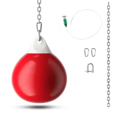 Ø45 cm Pungă de box 50 kg Punching sac cu lanț de metal reglabil Red