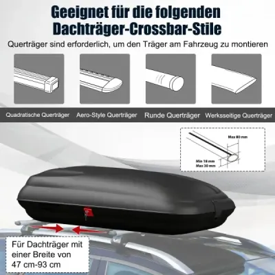 250L Car Roof Box cu central de blocare & chei și benzi caz acoperis incuiabil