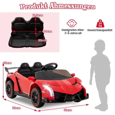 Copii Lamborghini masina electrica cu telecomandă și LED far & corn & muzica vehicul pentru copii Red
