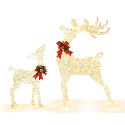 Taurul pre luminat de Craciun decor gradina mica cu 50 de lumini LED si 4 ancore etaj