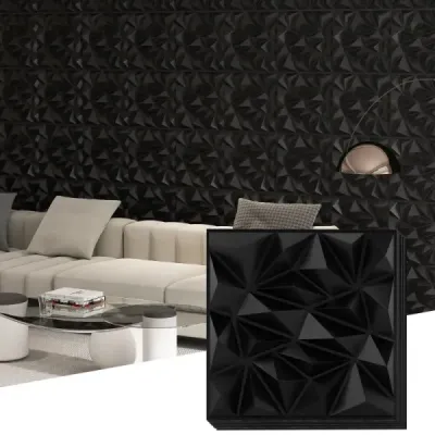 40 piese panouri de perete 3D diamant 50 x 50 cm perete placare perete decorare negru 10m2