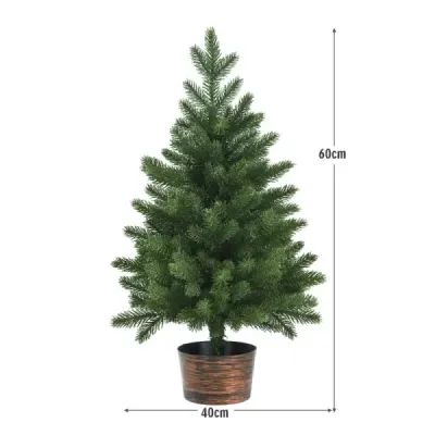 60 cm înălţime copac artificial de masă uniluminat artificial pom de Crăciun verde