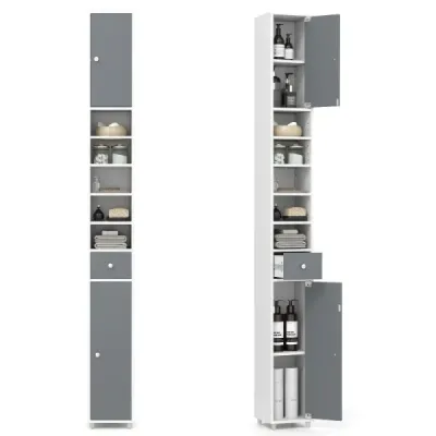 dulap baie cu 2 usi 20 x 20 x 180 cm alb + gri