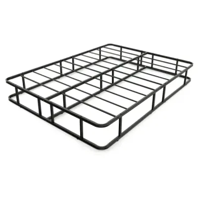 Metal Metal Bed Frame Platforma de pat cu suport bara de metal negru 201 x 151 x 26 cm