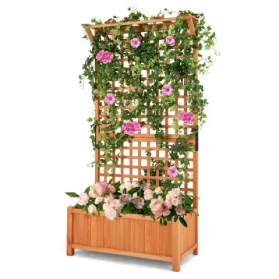 Cutie de flori cu Spalier & Roof & Ranking Grids & Drenage Holes Box