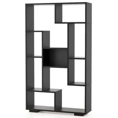Librărie modernă cu rafturi deschise şi protecţie înclinată Raft geometric multifuncţional Negru