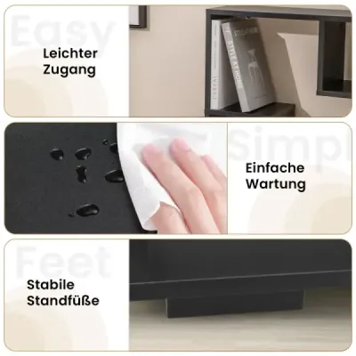 Librărie modernă cu rafturi deschise şi protecţie înclinată Raft geometric multifuncţional Negru