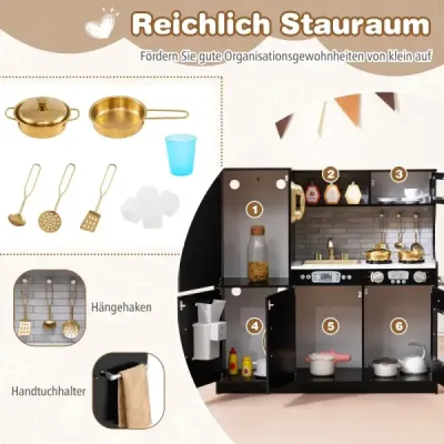 Joacă Bucătărie pentru joacă Bucătărie Set pentru copii mici cu tabelul 82 x 24 x 80 cm negru