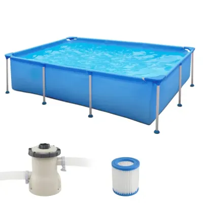 Piscină rectangulară cu pompă de filtrare Piscină Grădină Piscină albastră