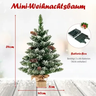 64 cm mare iluminat mini pom de Crăciun Fulg de nea artificial mic Christbaum Green