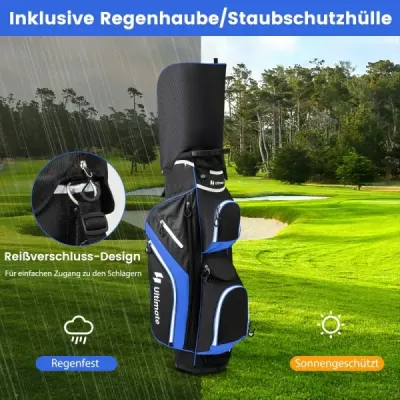 Coș de golf portabil sac cu 14 el divizare & capota de ploaie Golf sac de golf Light sac de golf albastru