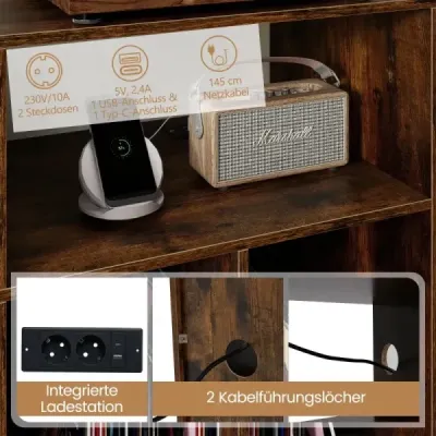 Stand de înregistrare în 3 etape cu stație de încărcare și rafturi de stocare din vinil Brown