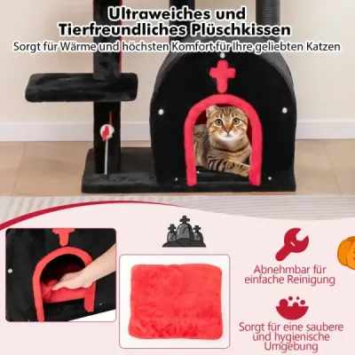 134 cm Scratch cu coloane Scratch & Cat Cave & Platforms Cat Tree Alpinism copac