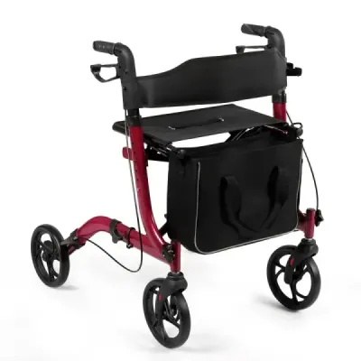Rollator aluminiu călătorie role pliabile greutate ușoară role înălțime reglabil roșu