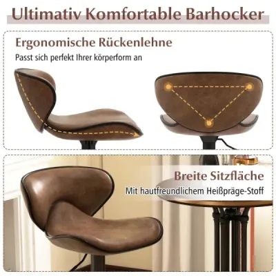 2 seturi Bar rotativ Stool cu backrest & picioare scaune bar Seat Stool Rustic Brown