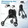 Walker pentru Roller senior pliabil cu cadru lumina aluminiu 20 cm Roți mari Gri