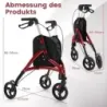 Walker pentru Roller senior pliabil cu cadru lumina aluminiu 20 cm Roți roșii
