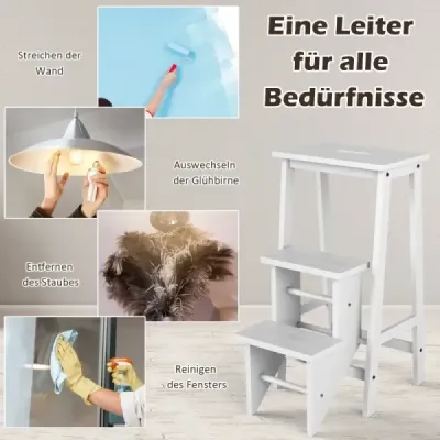 stand pe scara pliabila in 3 etape cu trepte turnabile si carator mâner alpinism ajutor White