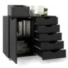 Container de rulare cu 5 sertare &amp; usi &amp; worktop &amp; role servieta mobila Black