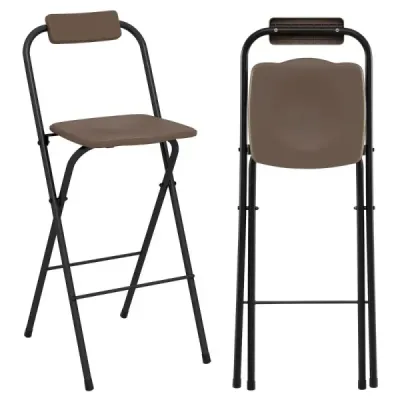 2 set bar scaun cu backrest & Footrest scaune pliabile bar de până la 150 kg maro încărcat