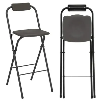 2 set bar scaun cu backrest scaune pliabile bar de până la 150 kg Grey încărcabil