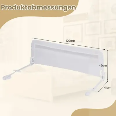 Ecran de pat pentru copii mici 120 cm grilă pliabil pat cu capac detașabil și lavabil Alb