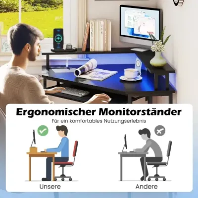 Tastatură cu stație de încărcare & LED &amp; stand de monitorizare Black