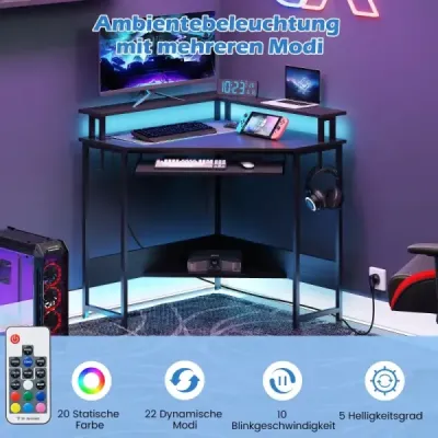 Tastatură cu stație de încărcare & LED &amp; stand de monitorizare Black