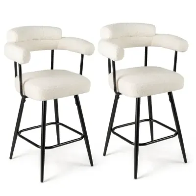2 Set Bar Stool Cadded Theken Stool 360° Set rotativ Stool Bistrohocker alb