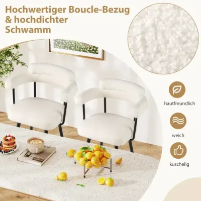 2 Set Bar Stool Cadded Theken Stool 360° Set rotativ Stool Bistrohocker alb