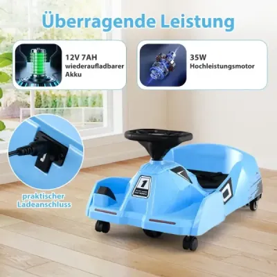 Curățare electrică Go-Kart 12 V masina de curse cu telecomanda de 3 viteze Blue