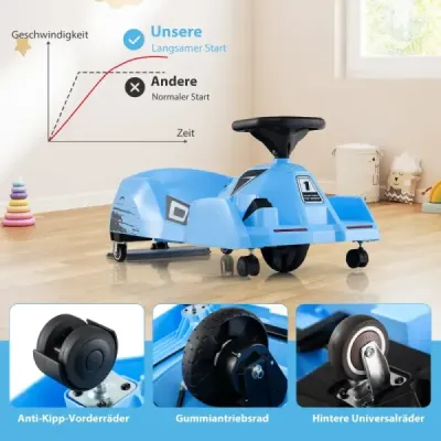 Curățare electrică Go-Kart 12 V masina de curse cu telecomanda de 3 viteze Blue