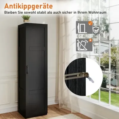 Dulăpior de depozitare de 150 cm, cu patru etaje, cu uşă neagră