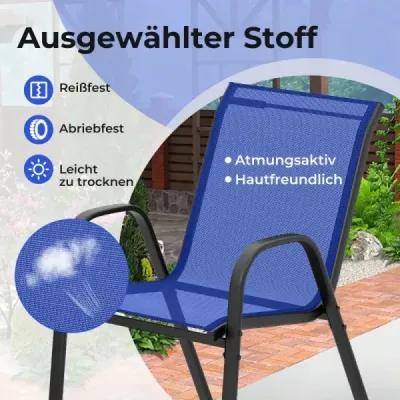 3 bucăţi. Set mobilier balcon masa bistro cu 2 scaune stivuite Bistroset Balcon set Set gradina Blue
