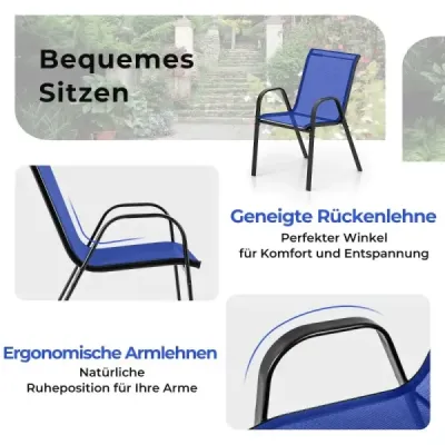 3 bucăţi. Set mobilier balcon masa bistro cu 2 scaune stivuite Bistroset Balcon set Set gradina Blue