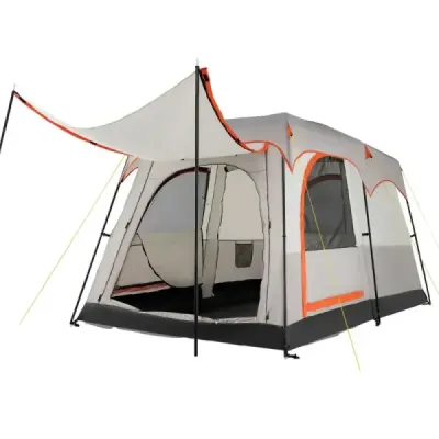 Cort de camping pentru 6 persoane cu 2 camere perete partiție și protecție ploaie