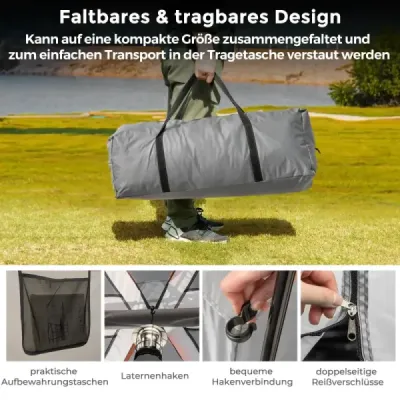 Cort de camping pentru 6 persoane cu 2 camere perete partiție și protecție ploaie
