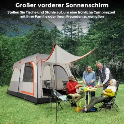 Cort de camping pentru 6 persoane cu 2 camere perete partiție și protecție ploaie