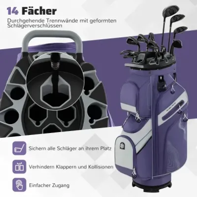 Pungă de golf cu 14 el divizare & care transportă curea & curcubeu & 11 saci Ușor Golf sac Violet