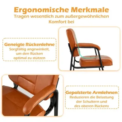 2 scaune de conferinta cu brate capitonate si rame metalice Scaune vizitatori Brown