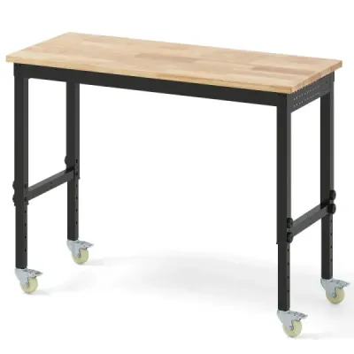 Banc de lucru reglabil cu role & 1100 kg Capacitate de încărcare & 2 plăci perforate Tabela de lucru calculator