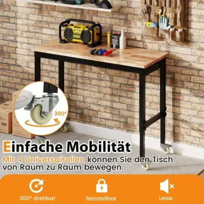 Banc de lucru reglabil cu role & 1100 kg Capacitate de încărcare & 2 plăci perforate Tabela de lucru calculator