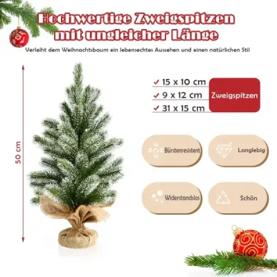 50 cm mare artificial mini pom de Crăciun copac de Crăciun mic pentru masă verde + alb
