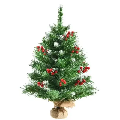 60 cm masă mare pom de Crăciun copac realist de Crăciun cu pășune PVC și fructe de pădure verde
